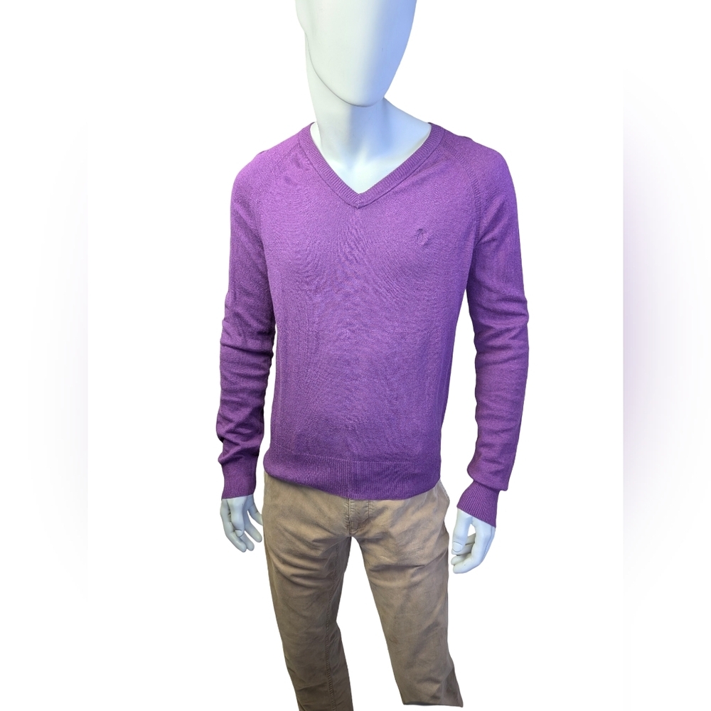 Original Penguin Purple V Neck Knit Sweater, Preppy,  Men’s Medium